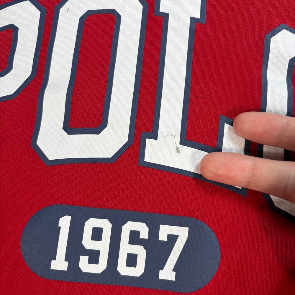 Polo Ralph Lauren Hoodie Men's XL Red Navy Colorblock 100% Cotton Drawstring - Picture 8 of 16